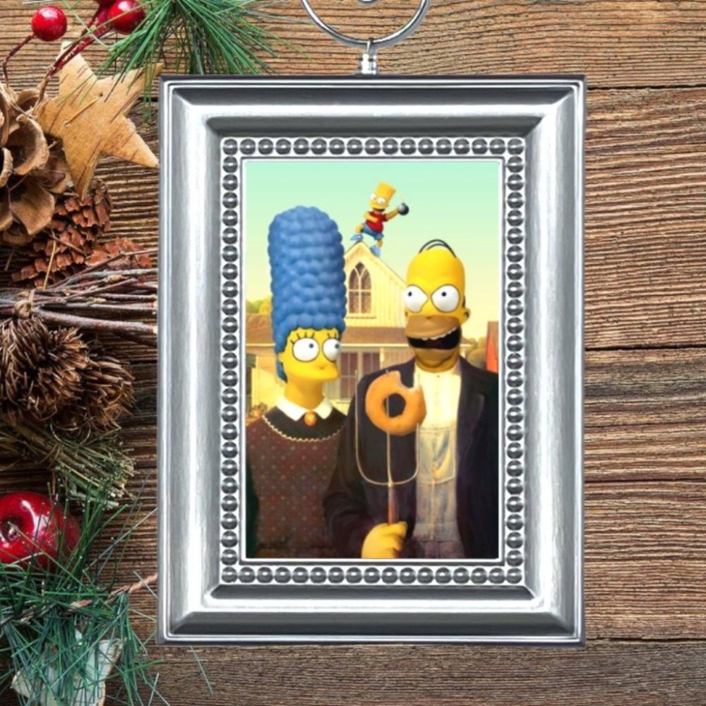 The Simpsons Homer & Marge American Gothic Parody Christmas Tree Ornament‎
